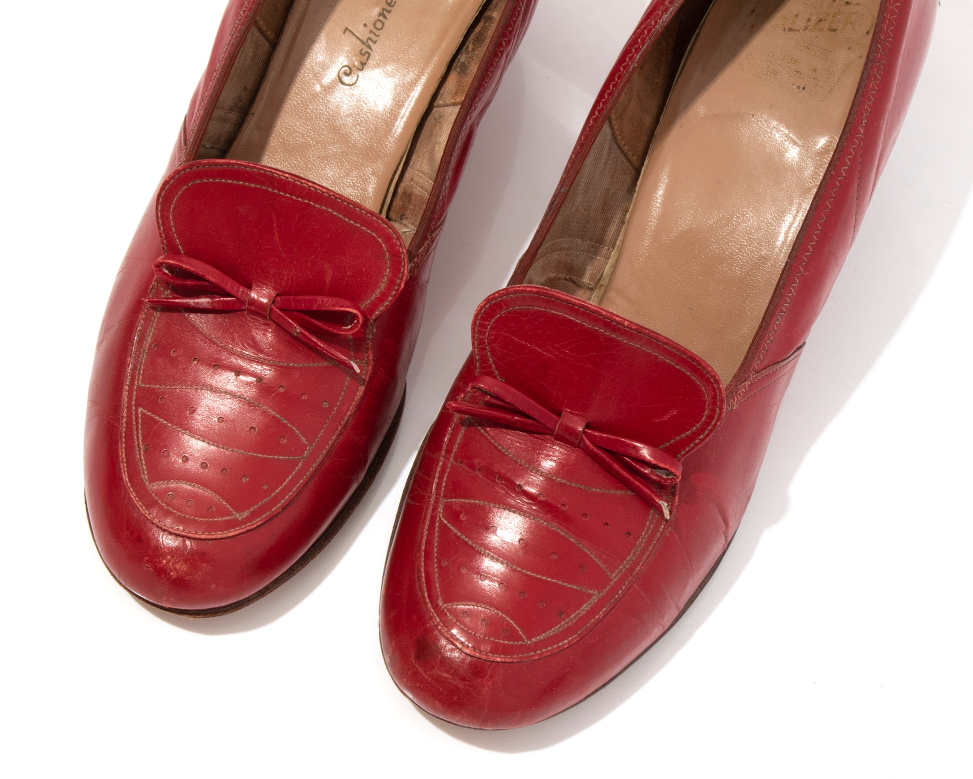 Vintage 40s 1940s Red Leather Pumps Cuban Heels Birthday Life Vintage