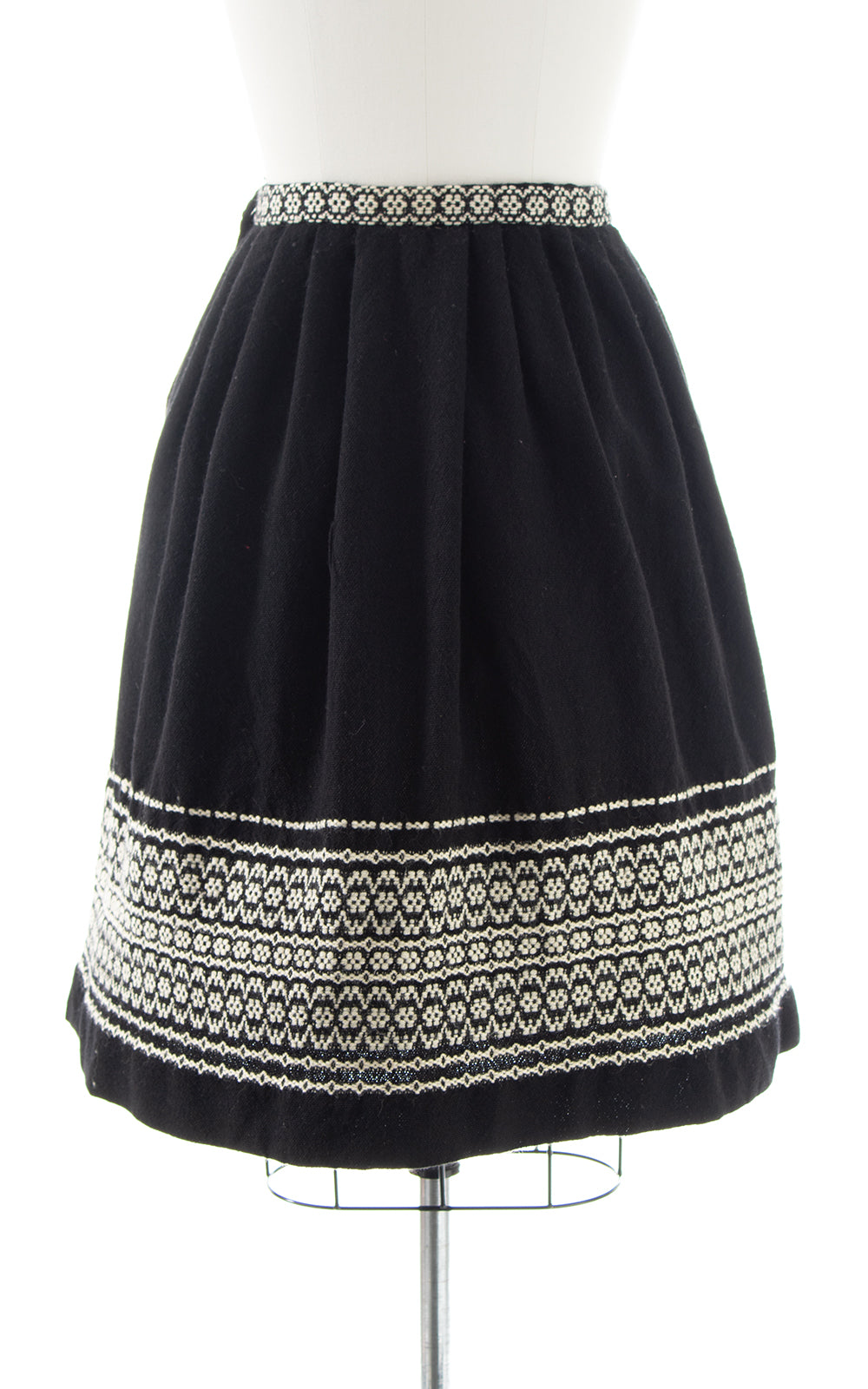 Vintage Geometric Woven Wool Skirt with Pockets | small