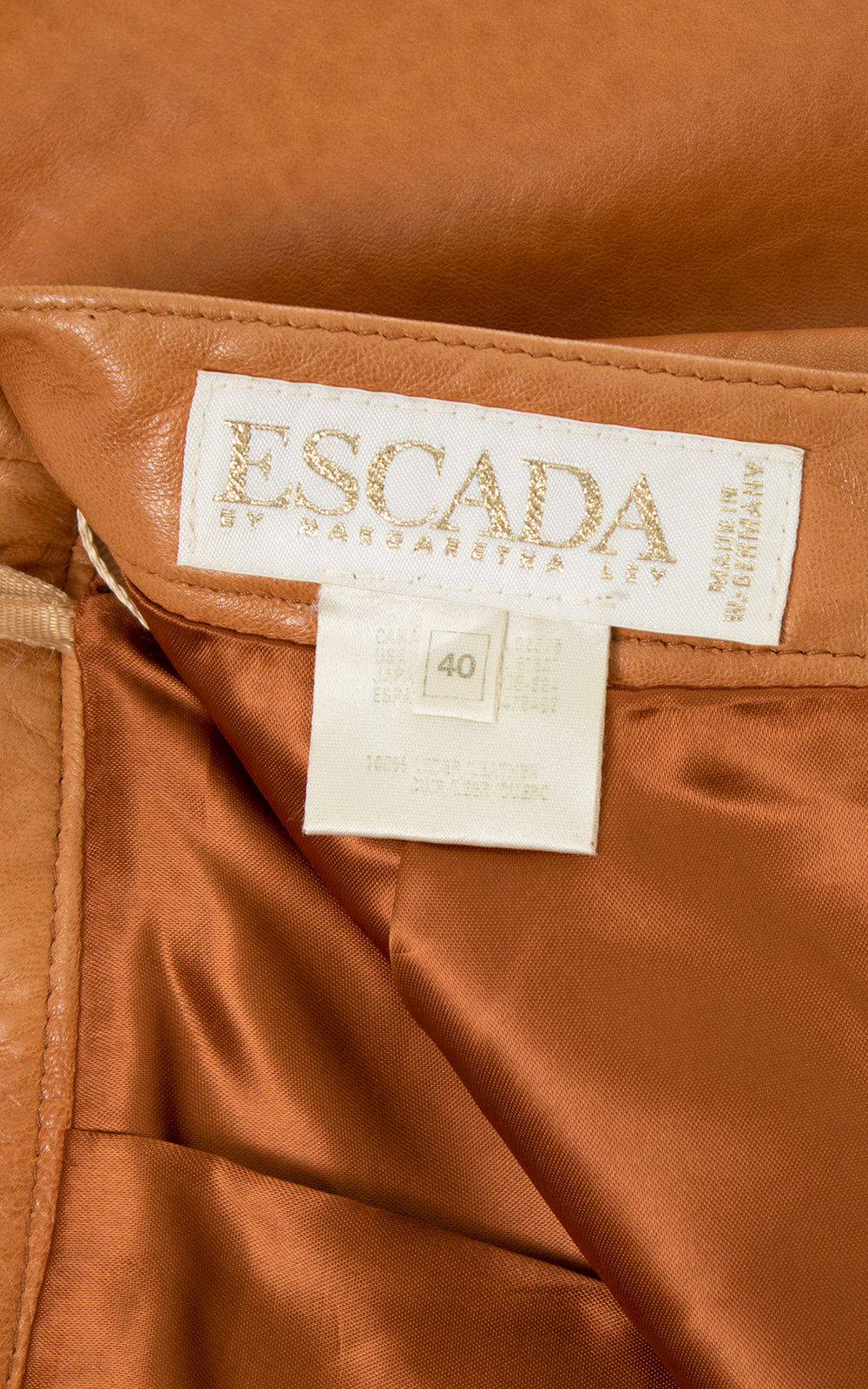 Vintage 1980s ESCADA Buttery Brown Leather Pencil Skirt with Pocket by Birthday Life Vintage