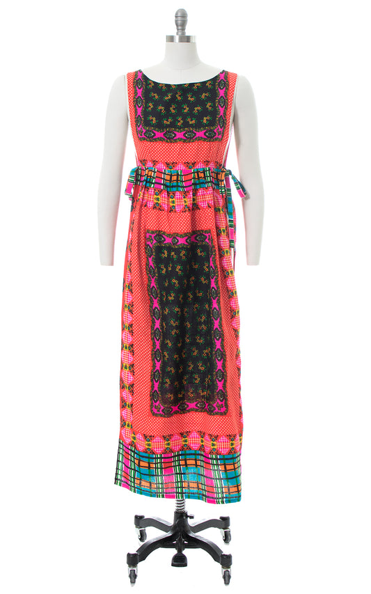 1960s Vibrant Printed Apron Tunic Dress