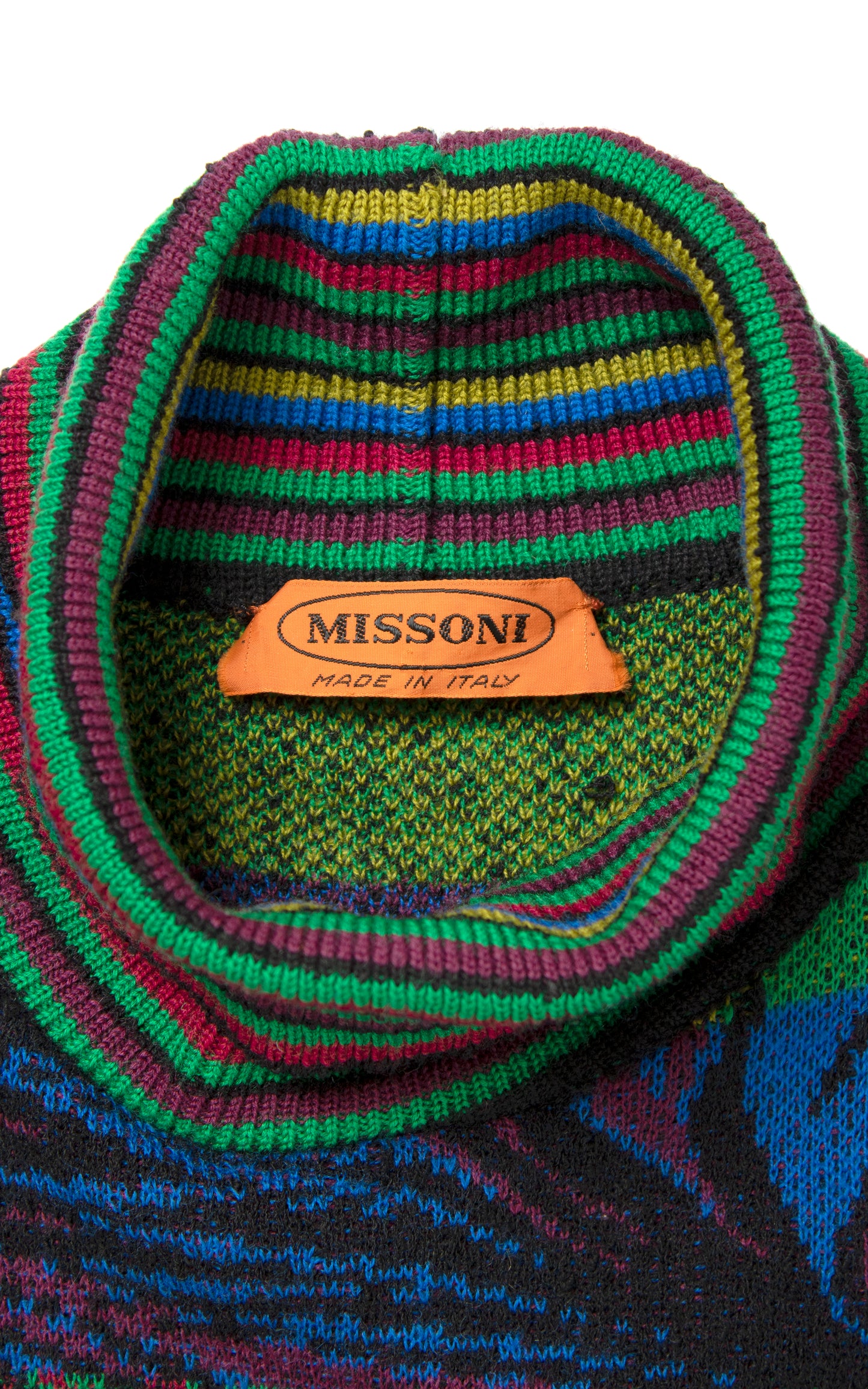Vintage 80s 1980s MISSONI Striped Leaf Floral Knit Wool Turtleneck Sweater Dress | medium/large | Birthday Life Vintage