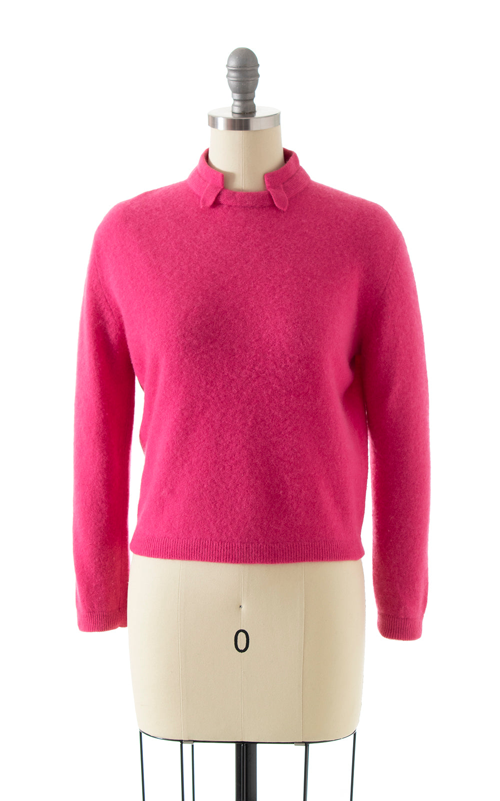 Vintage 1950s Hot Pink Knit Wool Angora Pullover Sweater Top  Birthday Life Vintage