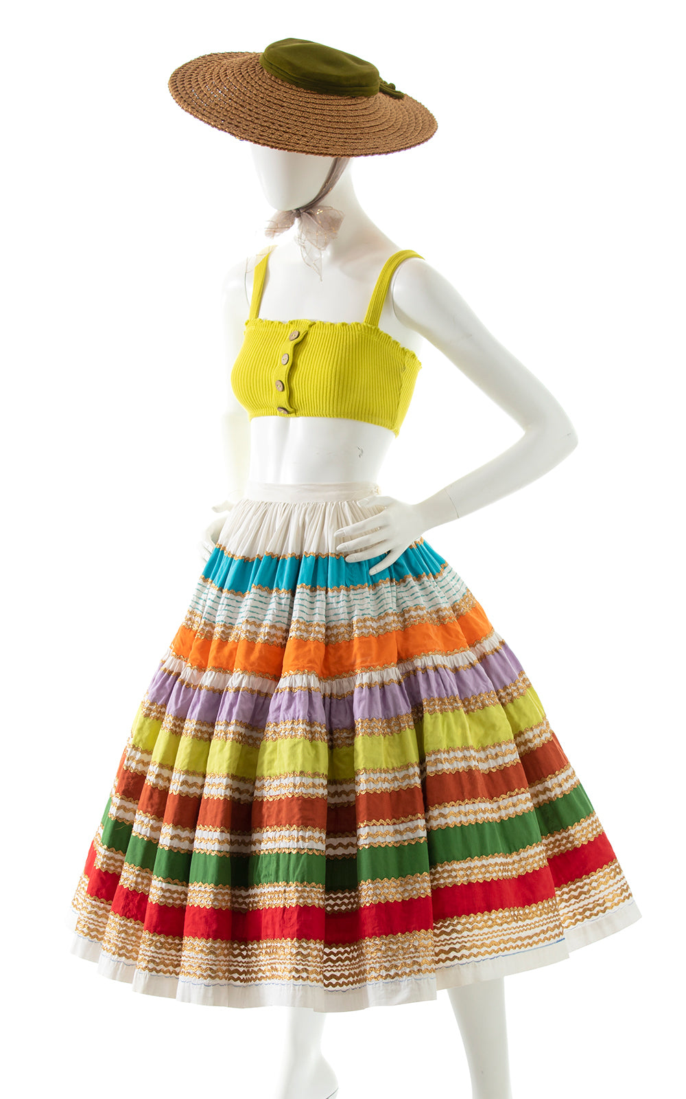 1950s Rainbow Striped Patio Circle Skirt BirthdayLifeVintage