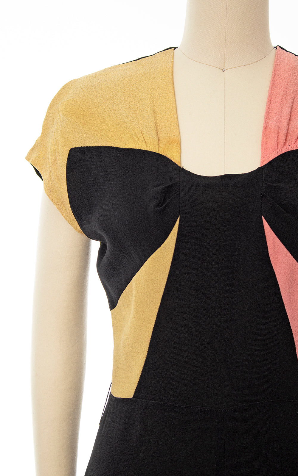 1940s Color Block Rayon Crepe Dress | small