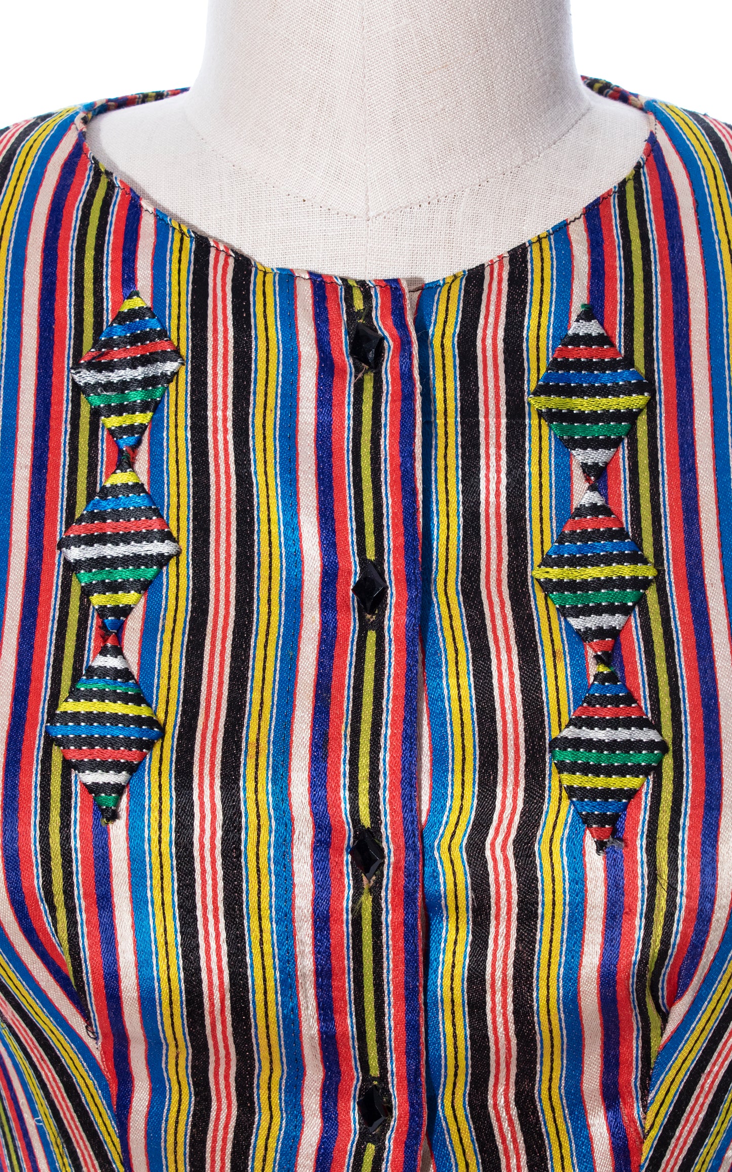 Vintage 30s 40s 1930s 1940s Rainbow Striped Satin Short Sleeve Art Deco Blouse Birthday Life Vintage