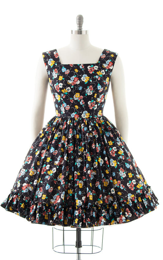 1960s Floral Ruffled Circle Skirt Sundress | small
