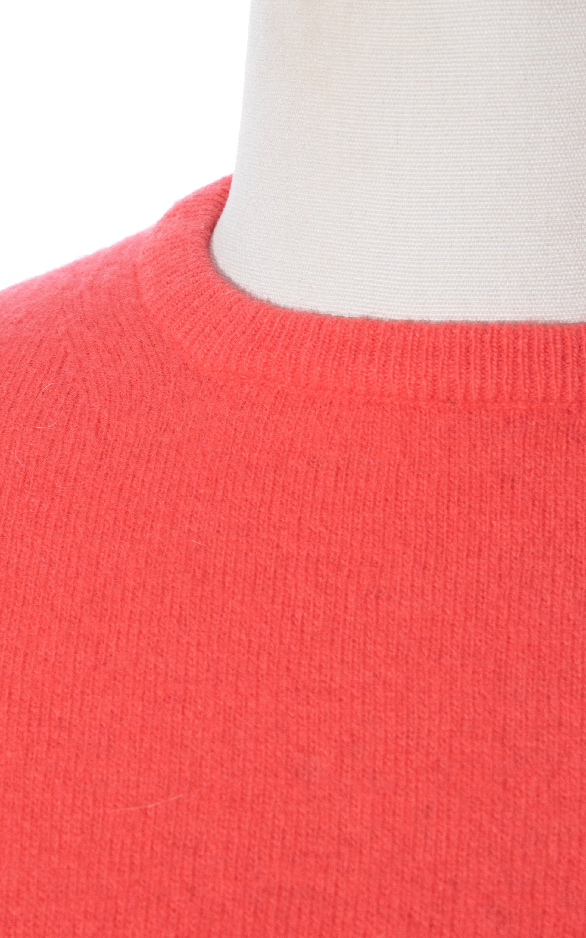 Vintage 40s 50s 1940s 1950s Hot Salmon Pink Knit Wool Short Sleeve Sweater Top Birthday Life Vintage