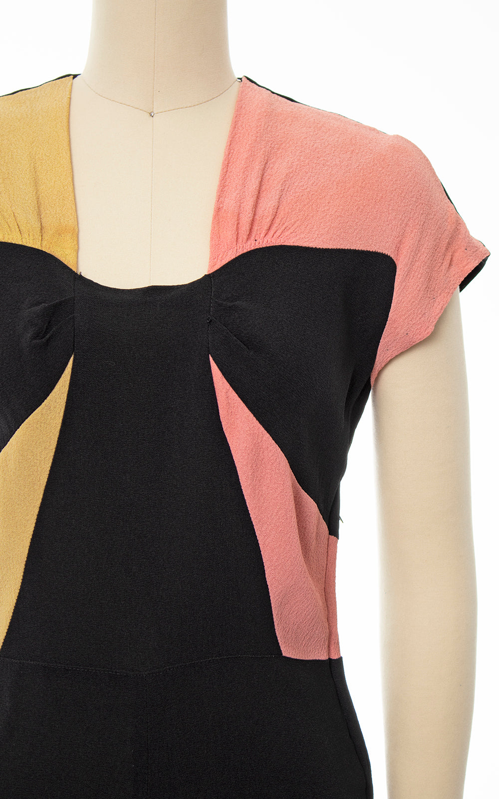 1940s Color Block Rayon Crepe Dress | small