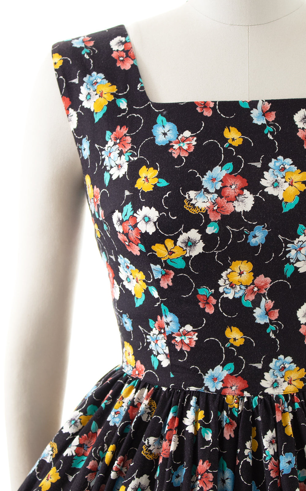 1960s Floral Ruffled Circle Skirt Sundress | small