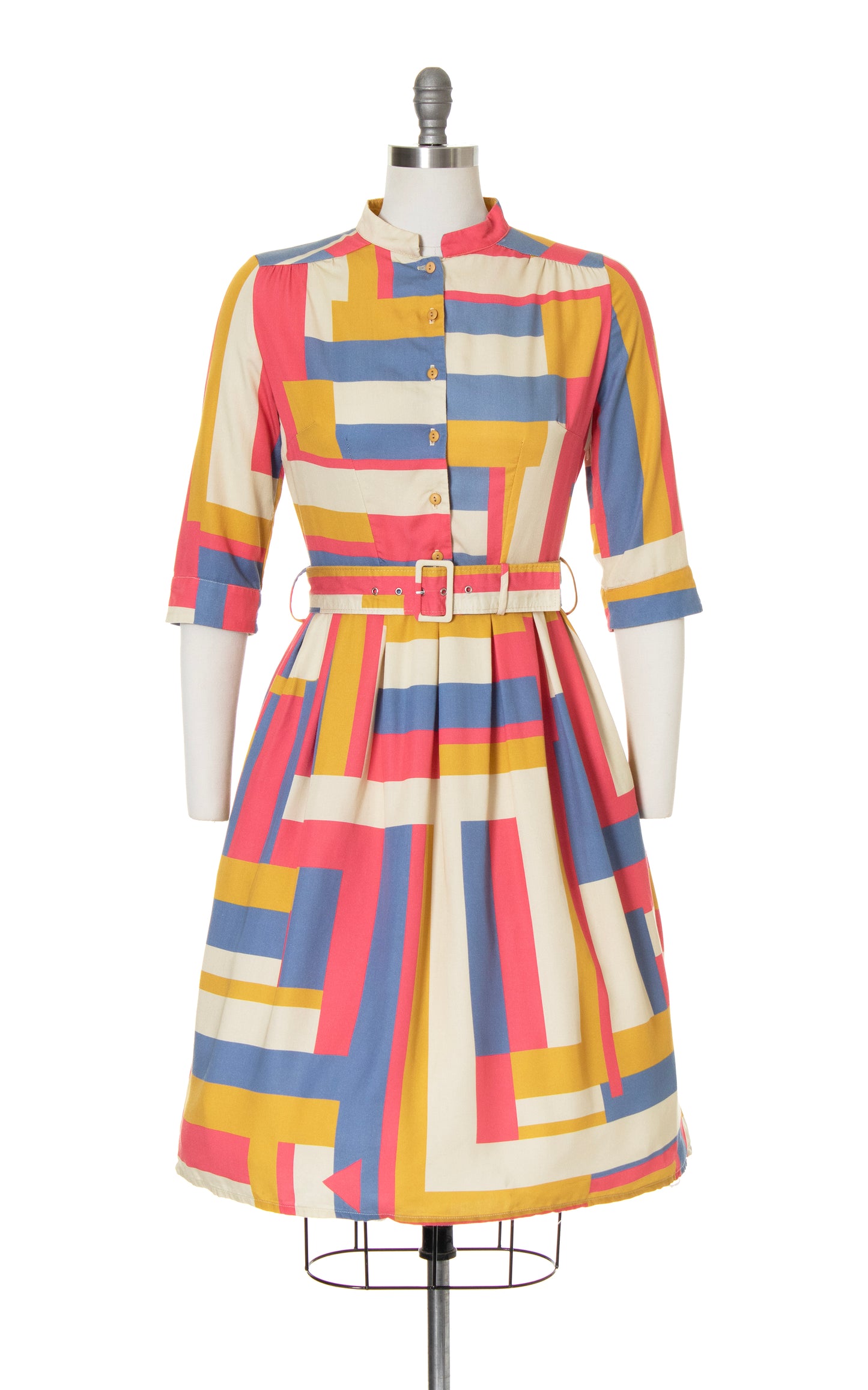 MODERN PALAVA Geometric Arrows Shirtwaist Dress | small/medium
