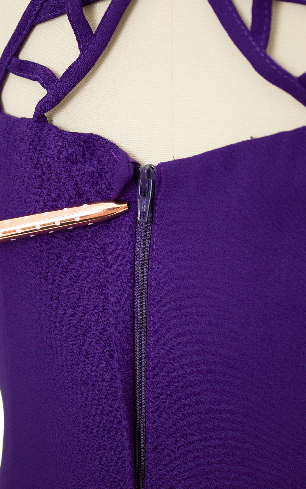 1990s Lattice Straps Purple Mini Dress | small