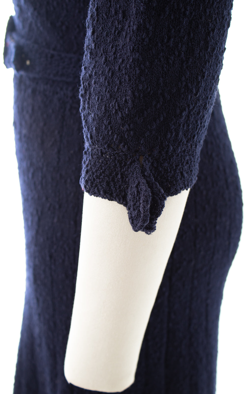1940s 1950s Navy Blue Knit Wool Sweater Dress | x-small/small