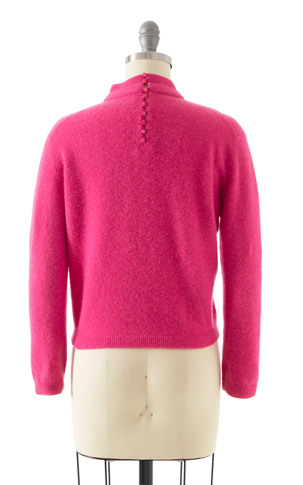 Vintage 1950s Hot Pink Knit Wool Angora Pullover Sweater Top  Birthday Life Vintage