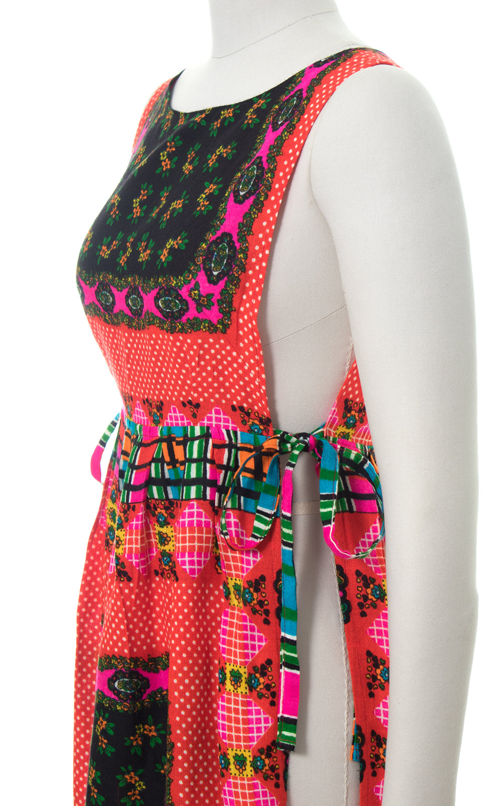 1960s Vibrant Printed Apron Tunic Dress