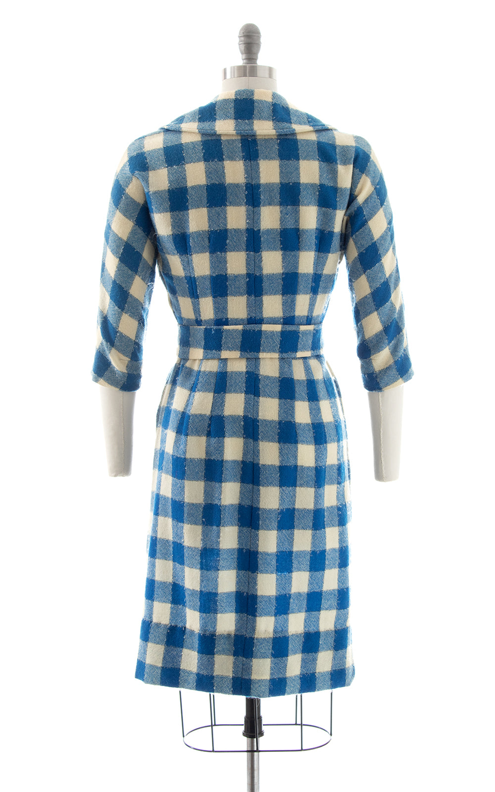 1950s Checkered Wool Wiggle Dress | small/medium