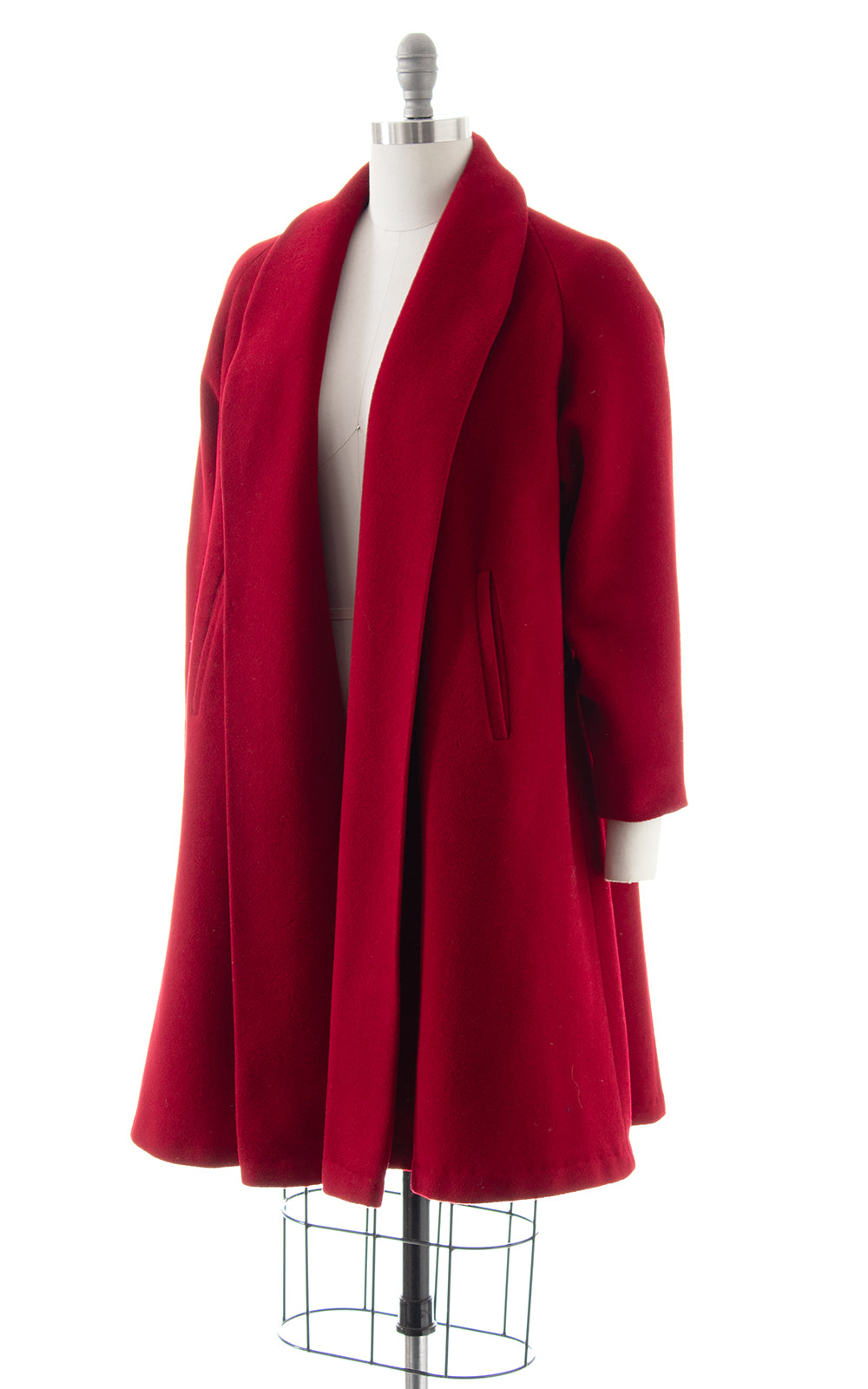 1950s Dark Red Wool Swing Coat | small/medium