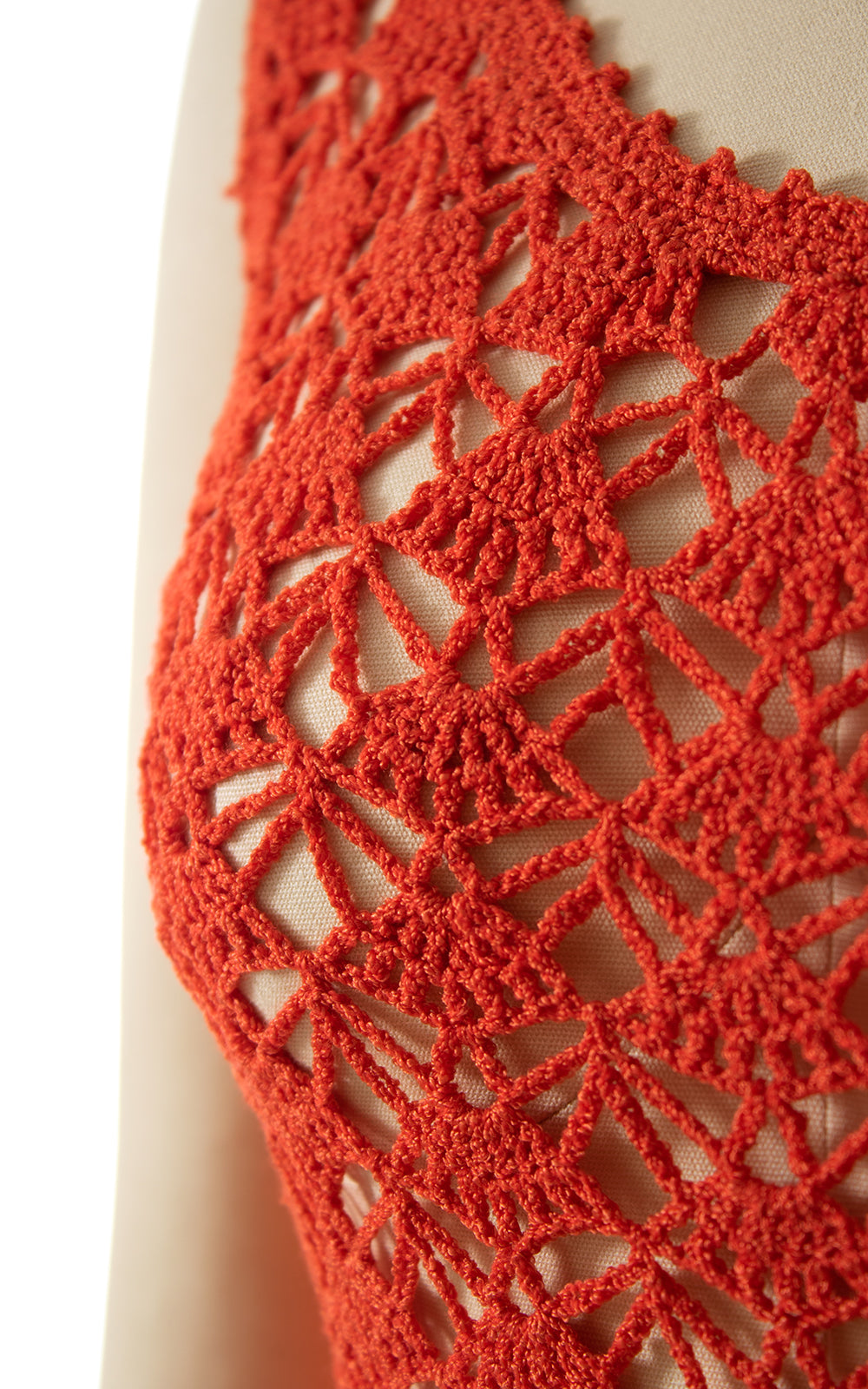 1970s Orange Crochet Maxi Dress BirthdayLifeVintage