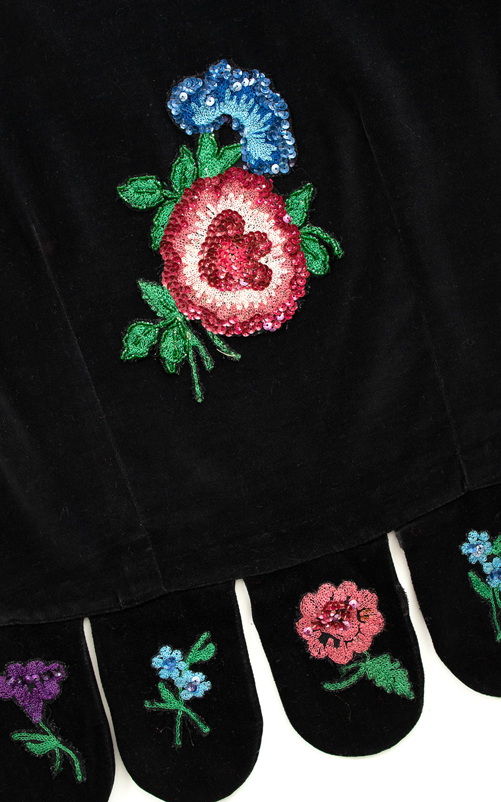 1940s 1950s Floral Embroidered Beaded Velvet Top | medium
