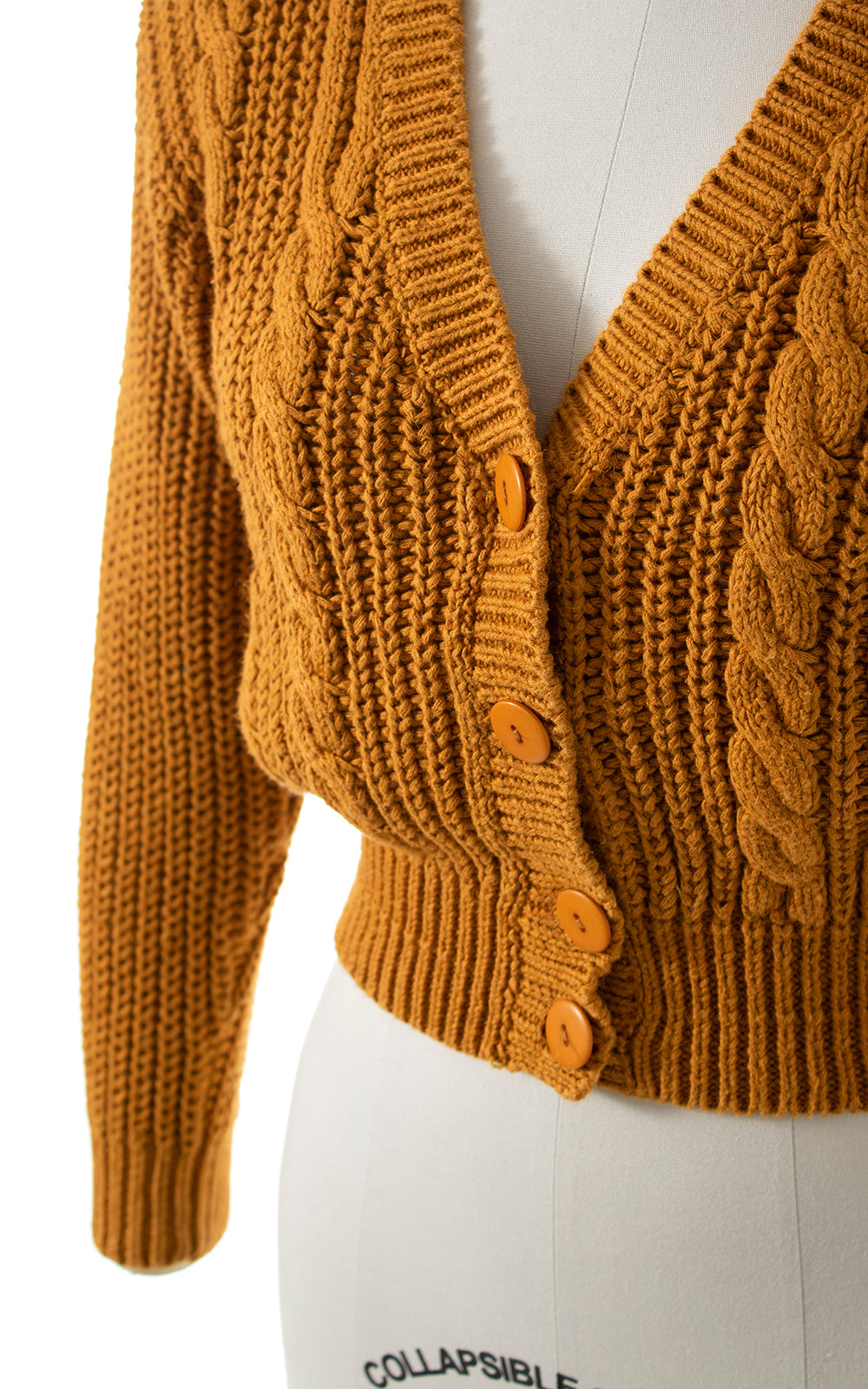 1980s Burnt Pumpkin Knit Cropped Cardigan | small/medium/large