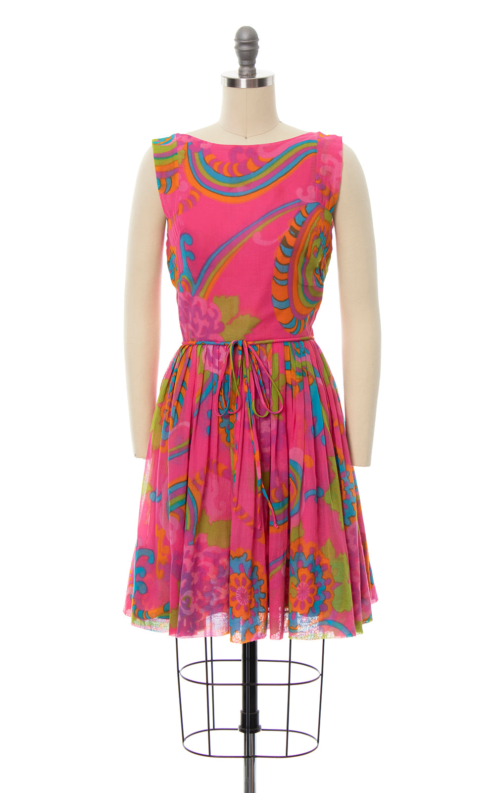 1960s Psychedelic Cotton Voile Sundress | x-small/small