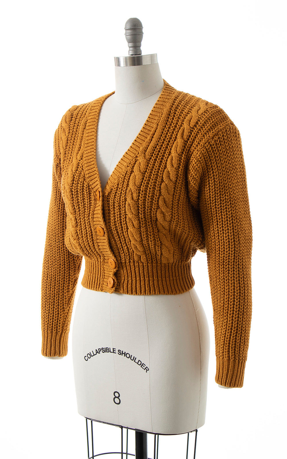 1980s Burnt Pumpkin Knit Cropped Cardigan | small/medium/large