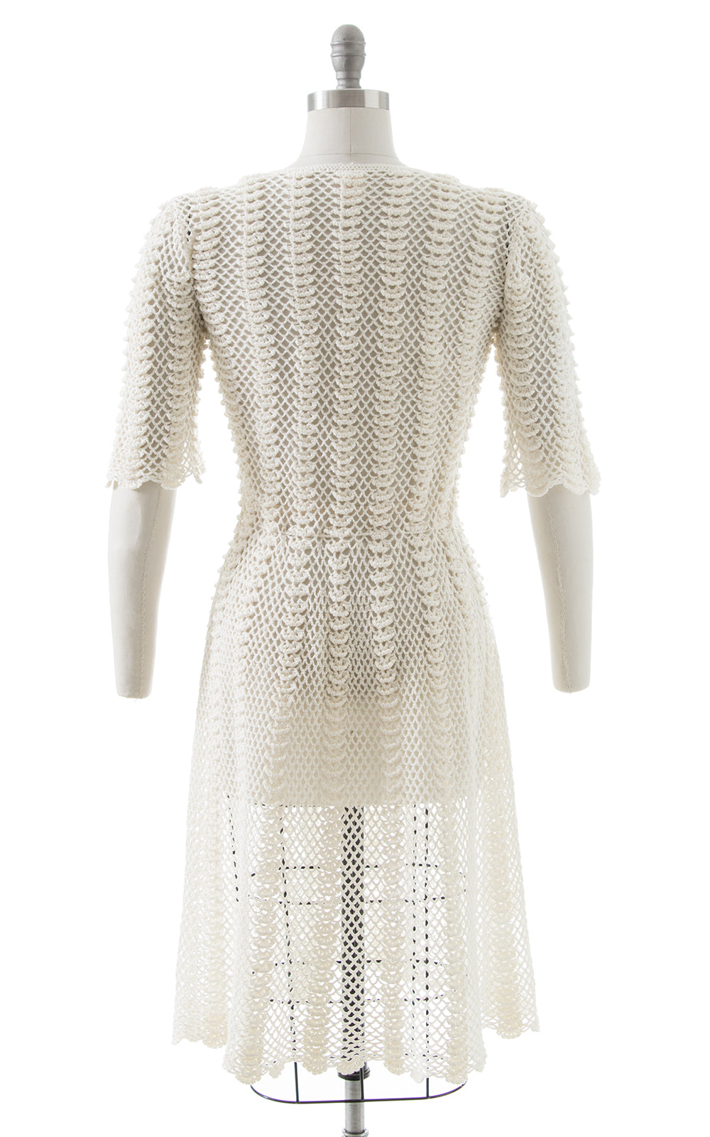 1970s Cream Crochet Dress