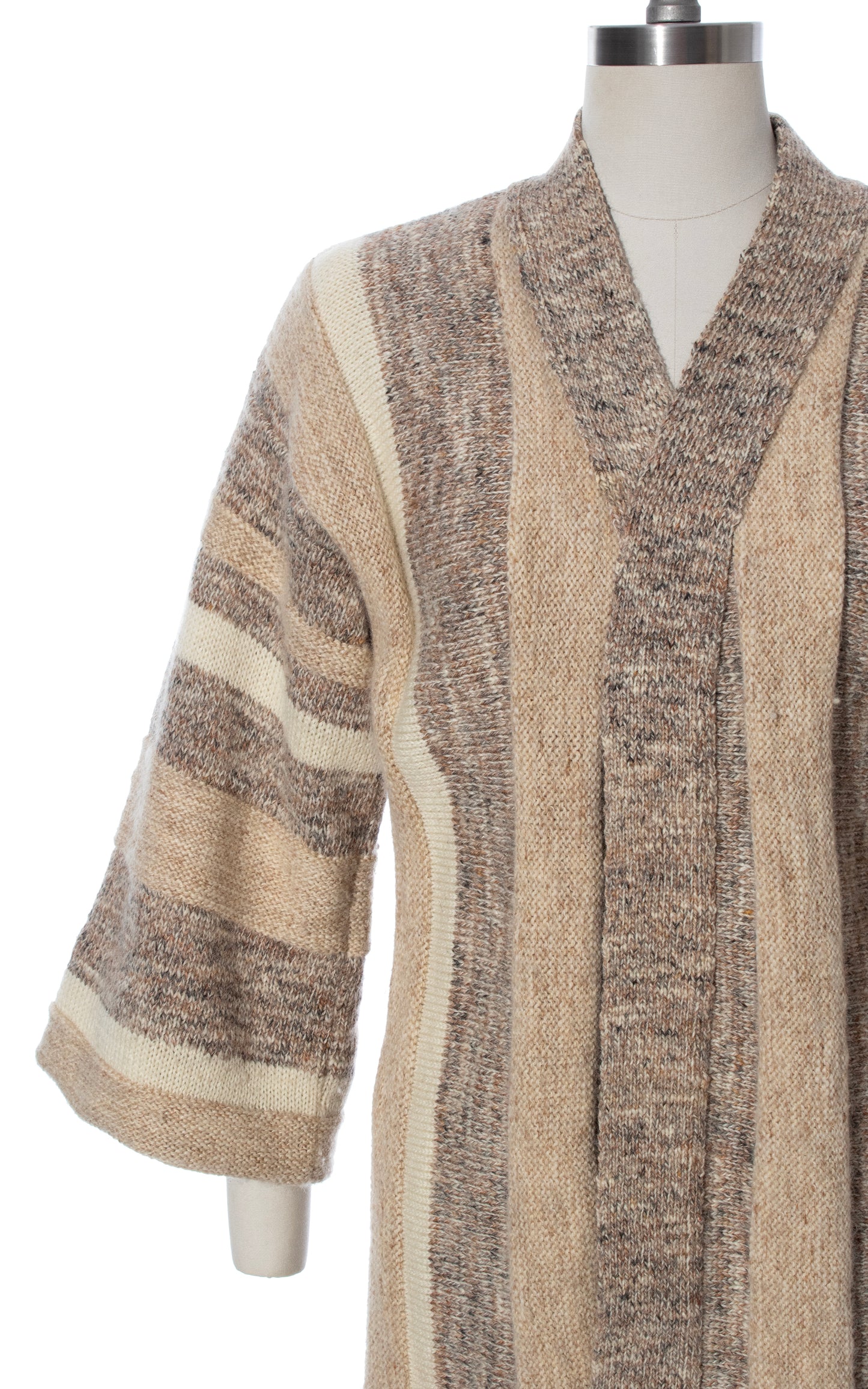 Vintage 70s 1970s Chunky Knit Wool Wide Sleeve Boho Sweater Coat BirthdayLifeVintage