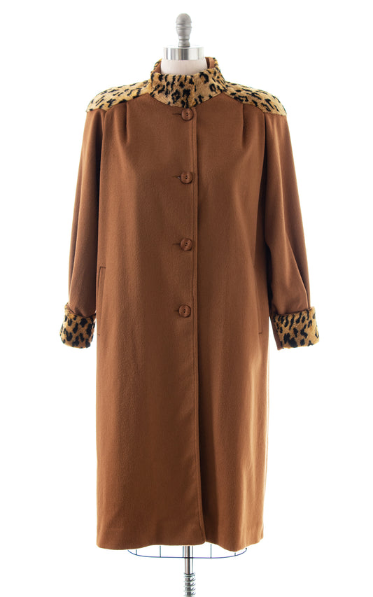 1980s does 1940s Leopard Faux Fur & Wool Coat | medium/large