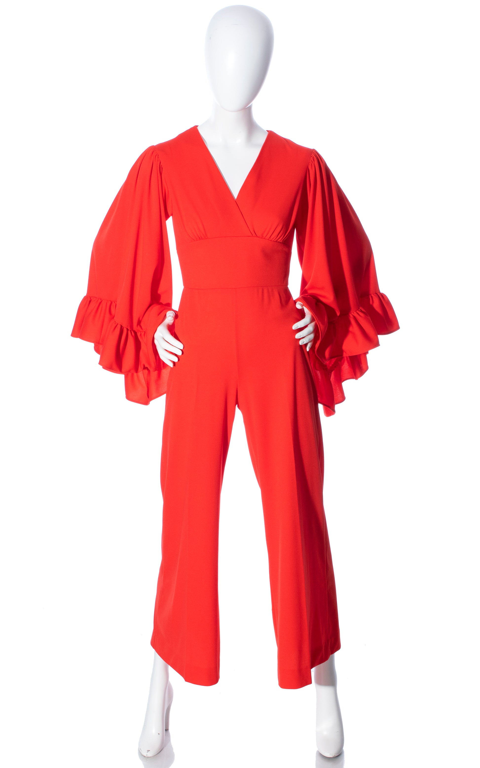 Vintage 70s 1970s Red Angel Bell Sleeve Jumpsuit Birthday Life Vintage