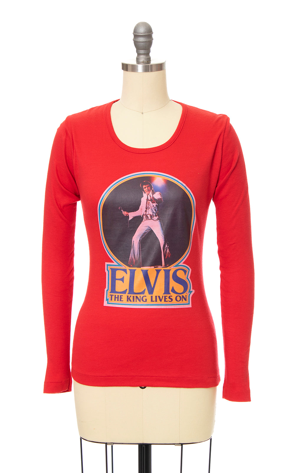 1970s Elvis Iron-On Transfer Long Sleeve Top | x-small