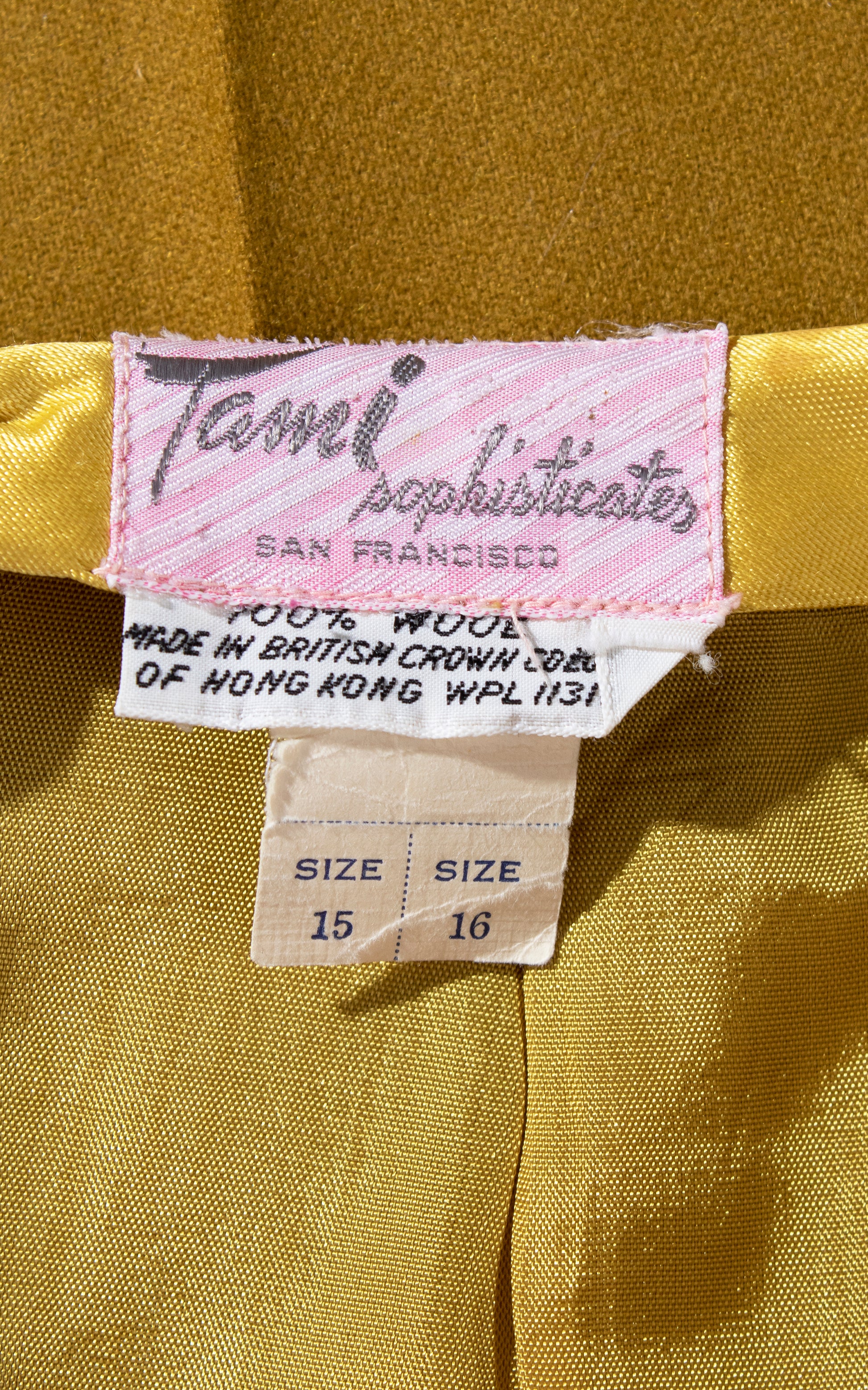 Vintage 60s 1960s Mustard Yellow Wool Twill High Waisted Pants Birthday Life Vintage