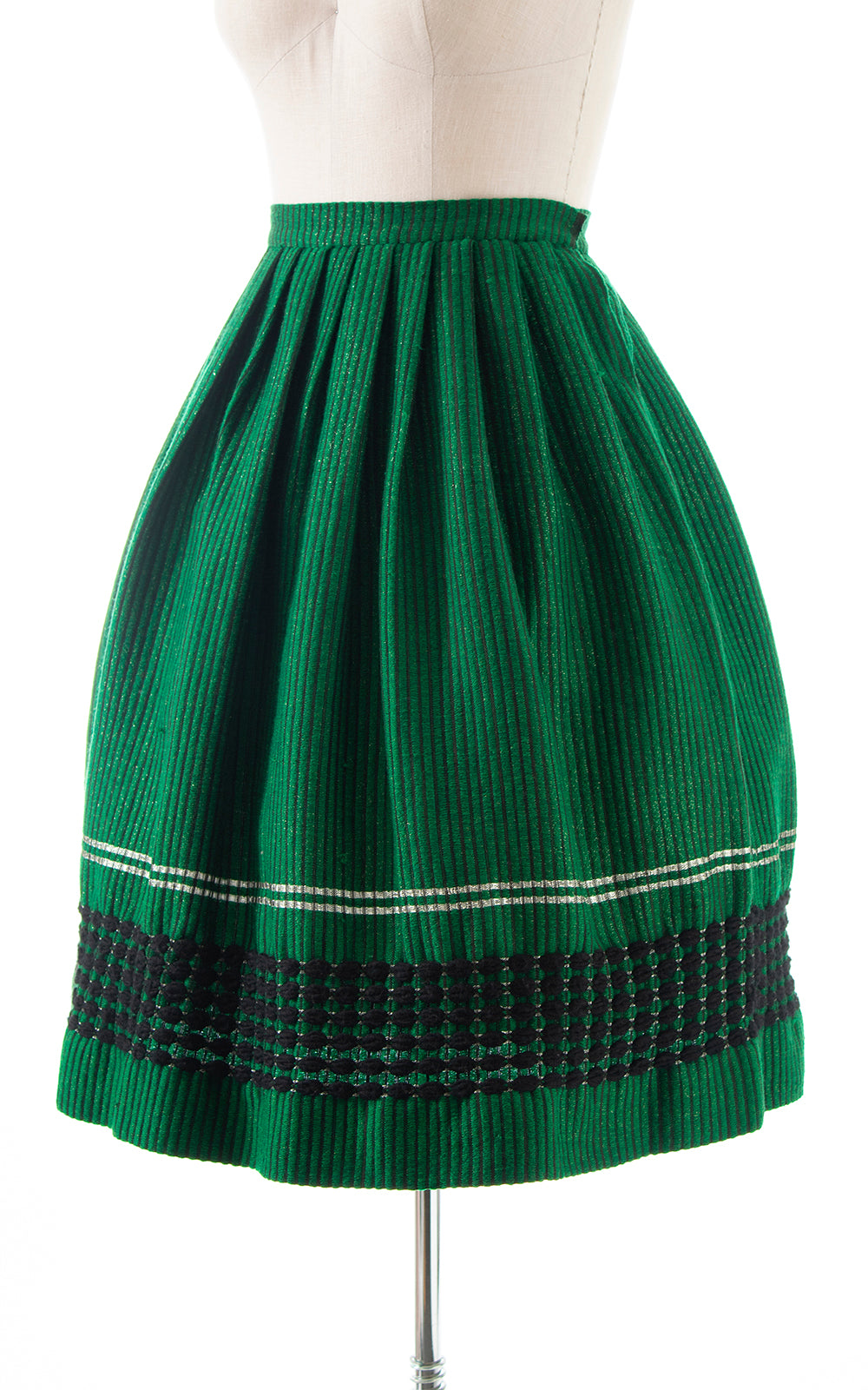 1960s Green Woven Wool Skirt | medium