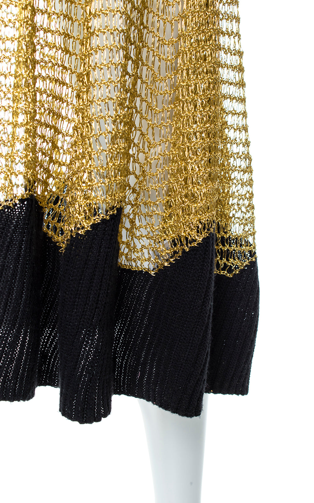 Modern 1930s 30s Art Deco Inspired Metallic Gold & Black Knit Dress Birthday Life Vintage