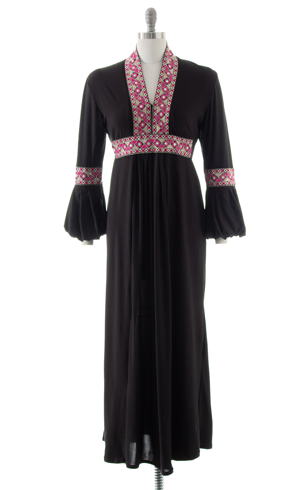 2000s does 70s Embroidered Jersey Maxi Dress