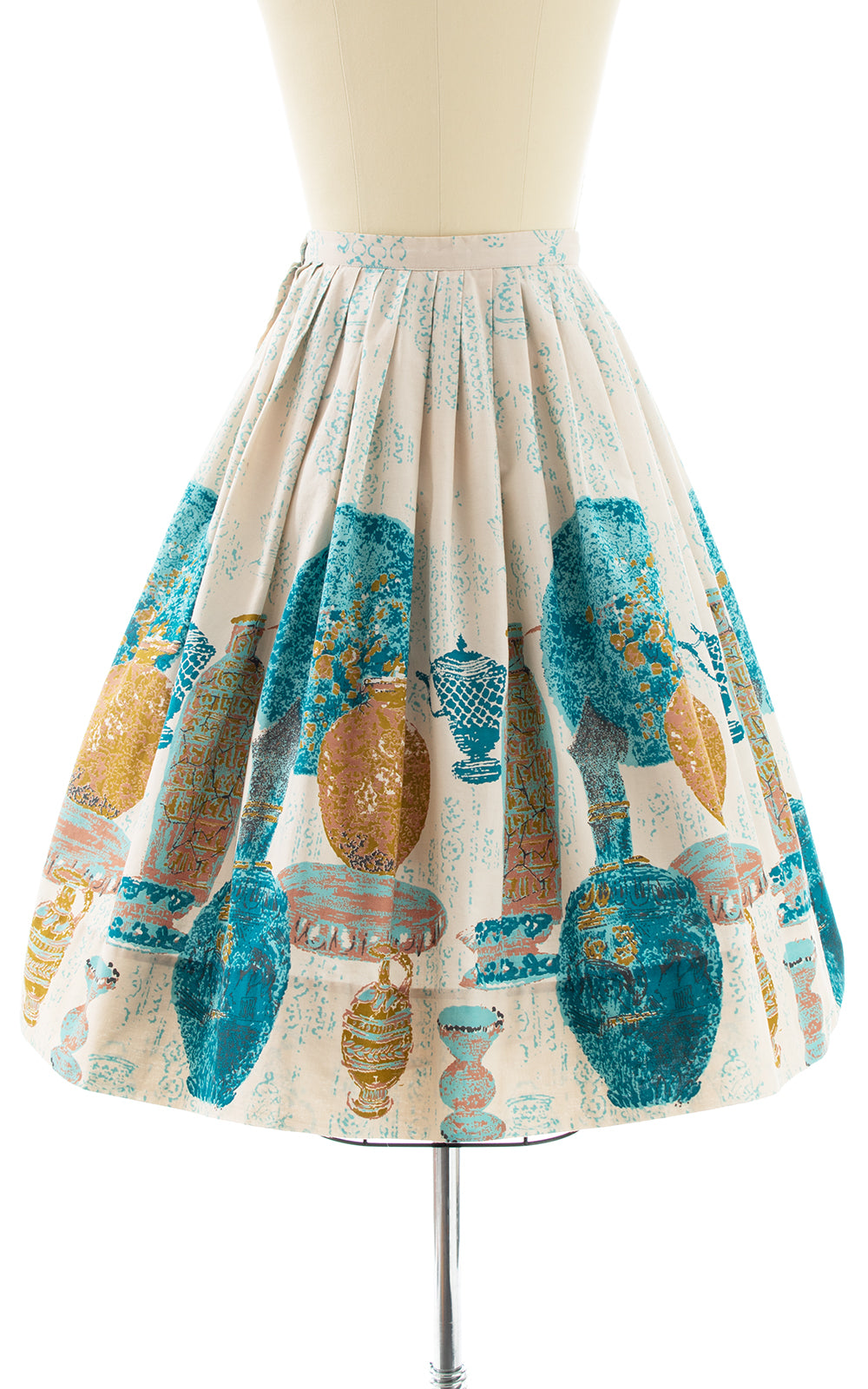1950s Pottery Novelty Border Print Skirt | small