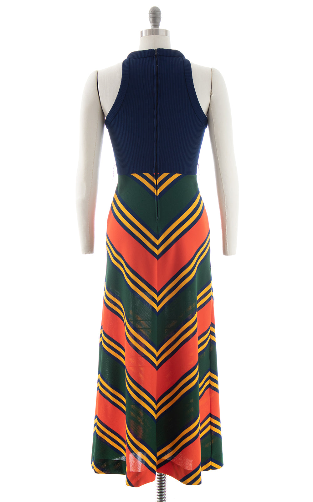 1970s Chevron Striped Maxi Dress | x-small/small