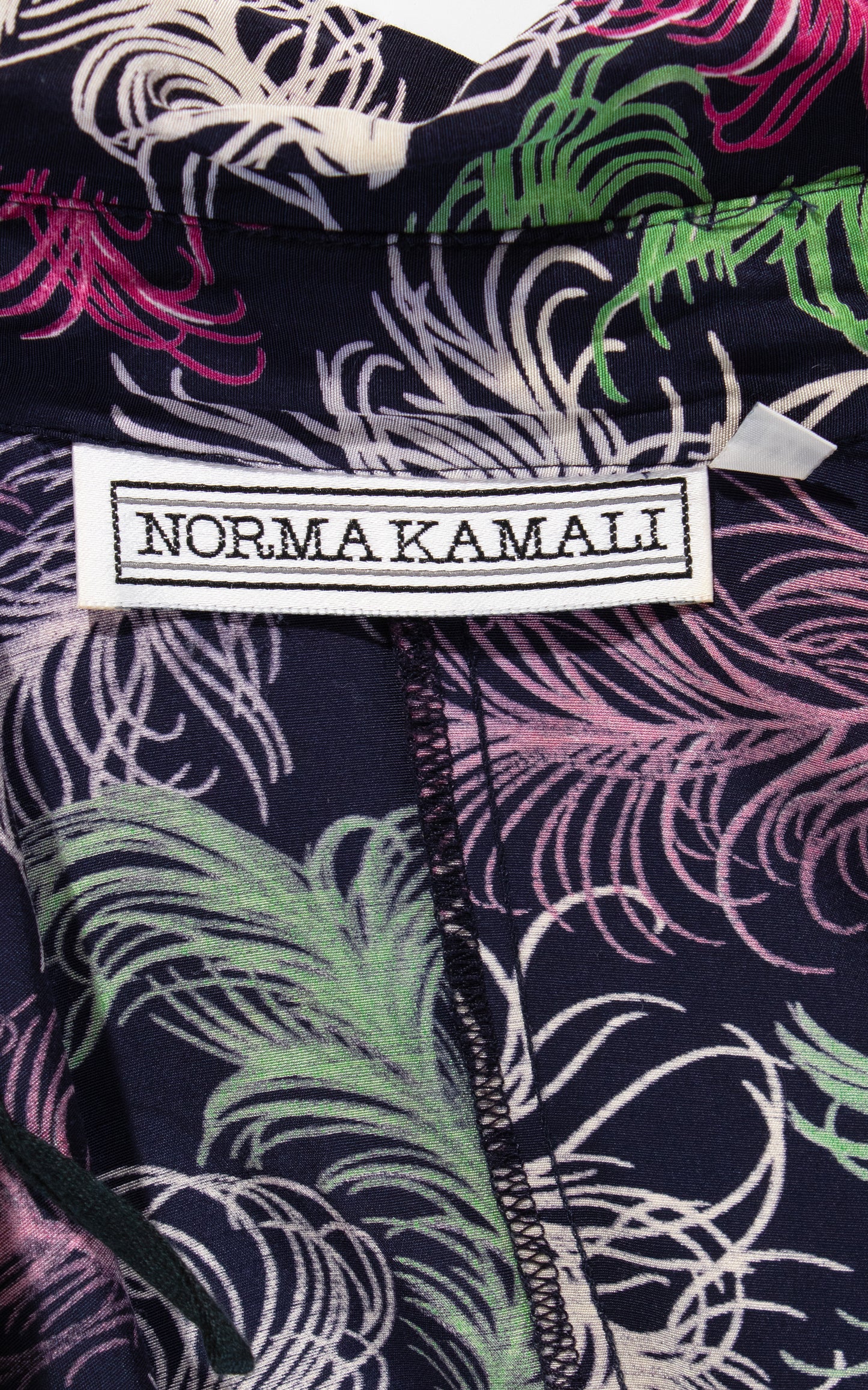 Vintage 80s 1980s does 1940s NORMA KAMALI Feather Print Rayon Blouse BirthdayLifeVintage