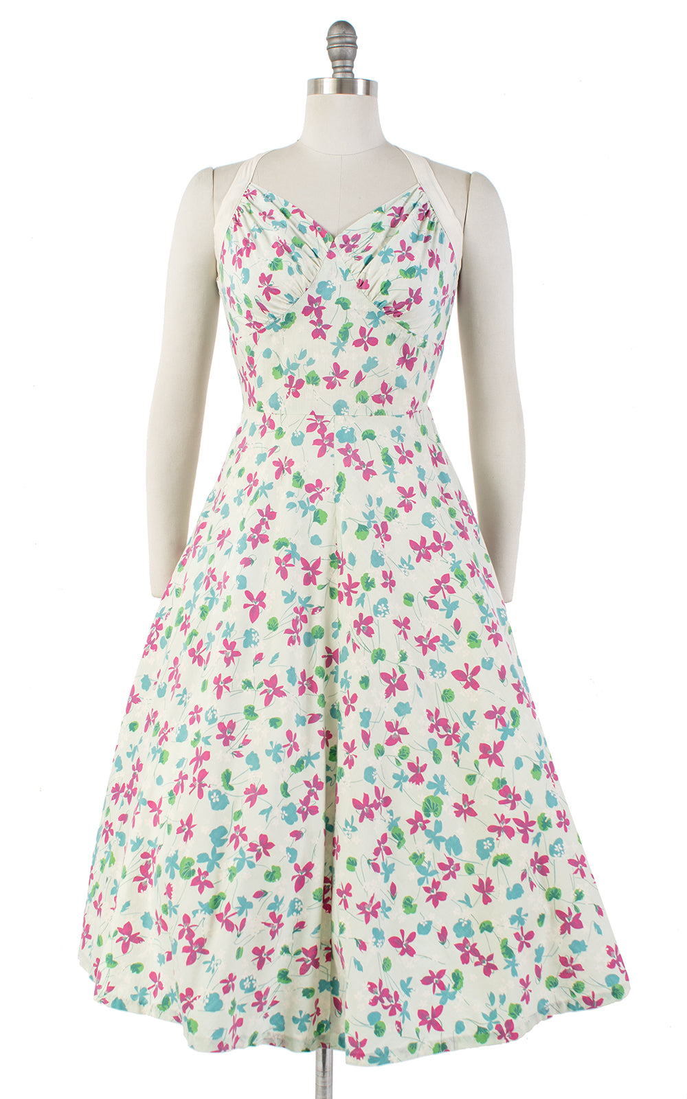 1950s Floral Halter Strap Cotton Sundress | Small/medium – Birthday ...