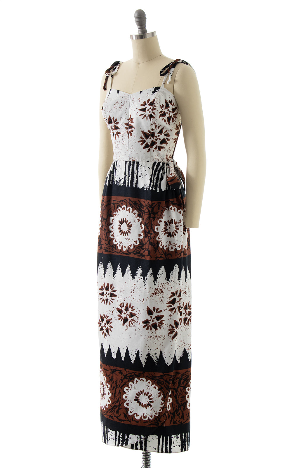 1960s 1970s Tiki Sarong Maxi Dress BirthdayLifeVintage