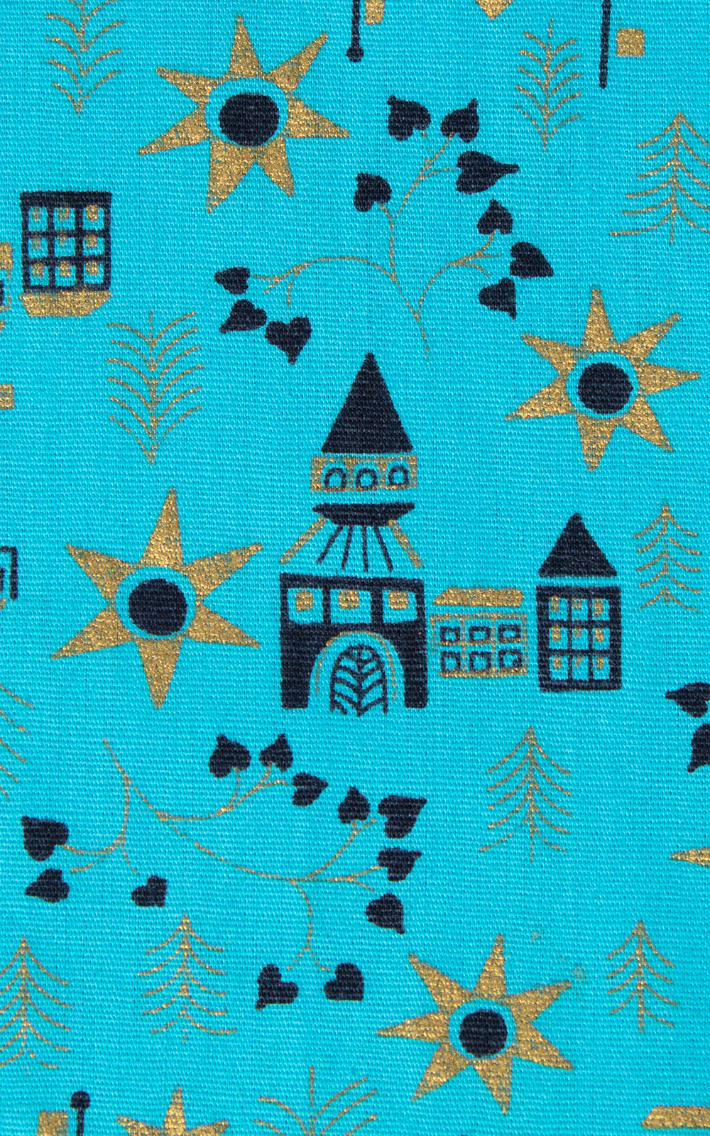 1950s House Novelty Print Metallic Circle Skirt Sundress | small