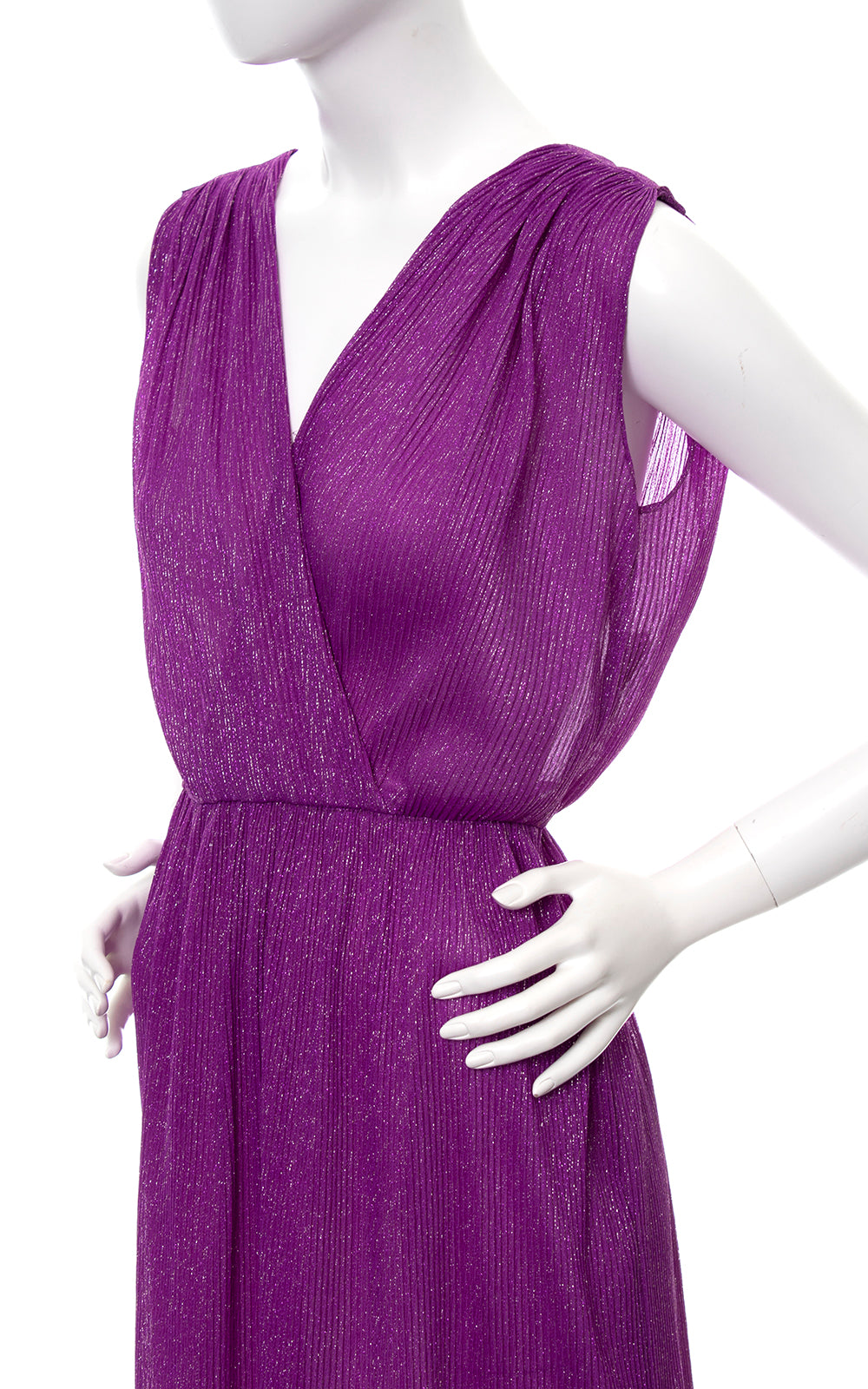1970s Metallic Purple Plissé Dress | x-small/small/medium