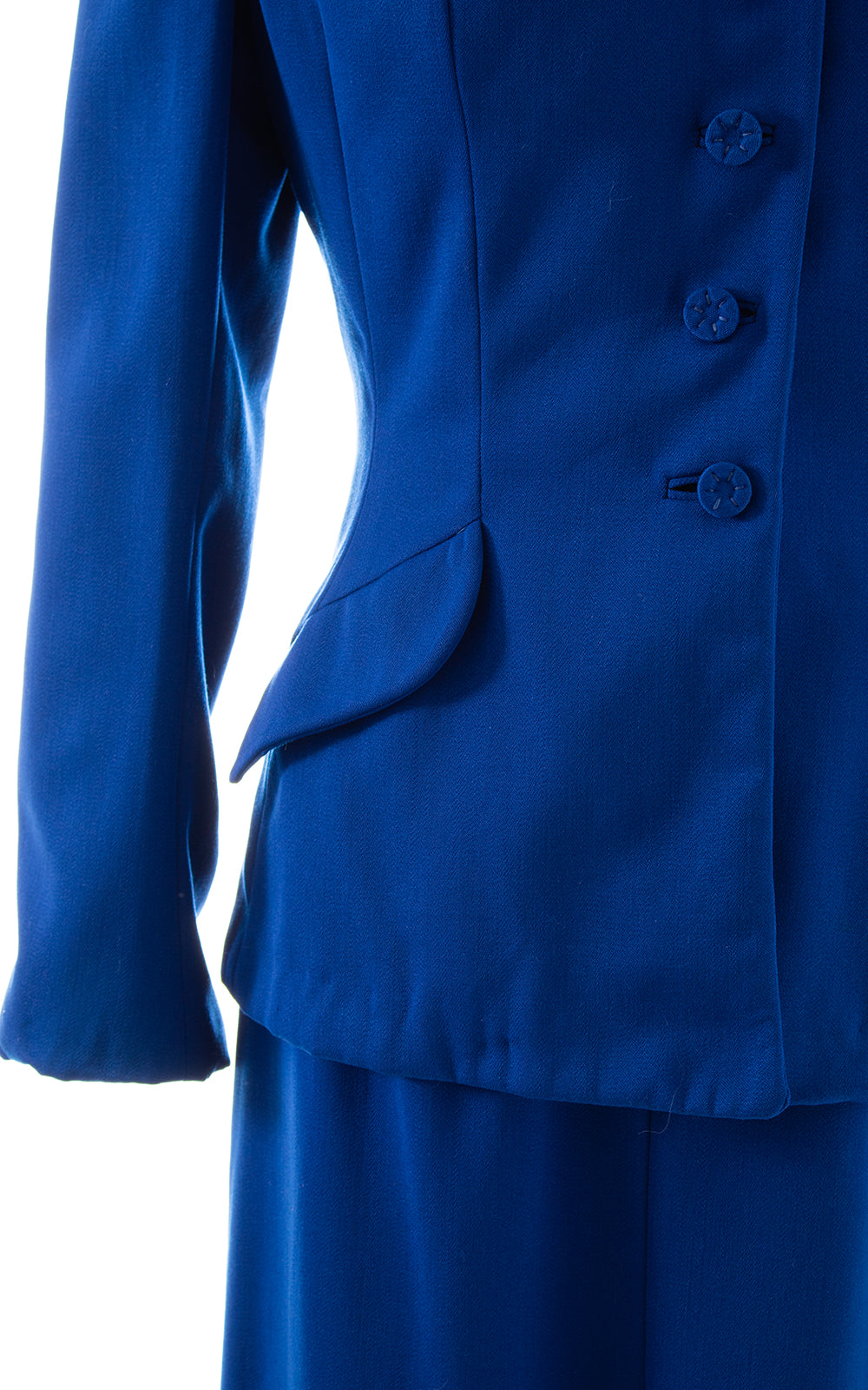 1940s Royal Blue Wool Skirt Suit | medium