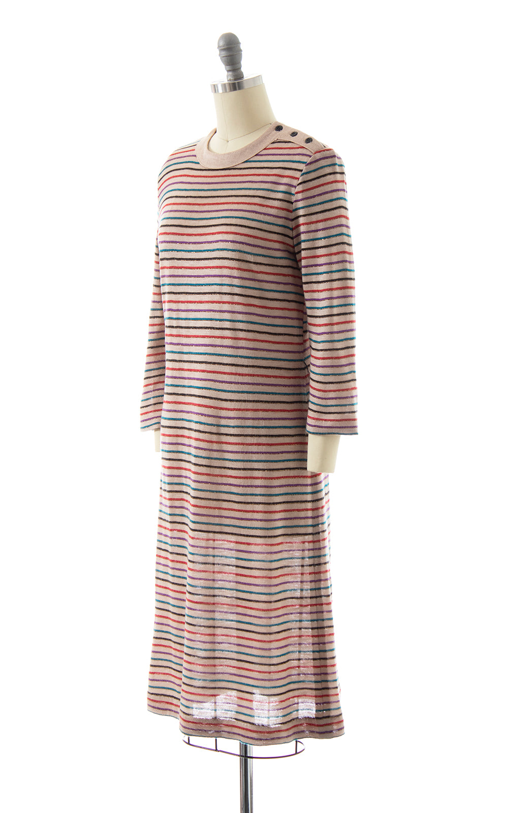 1970s Metallic Striped Sweater Dress | x-small/small