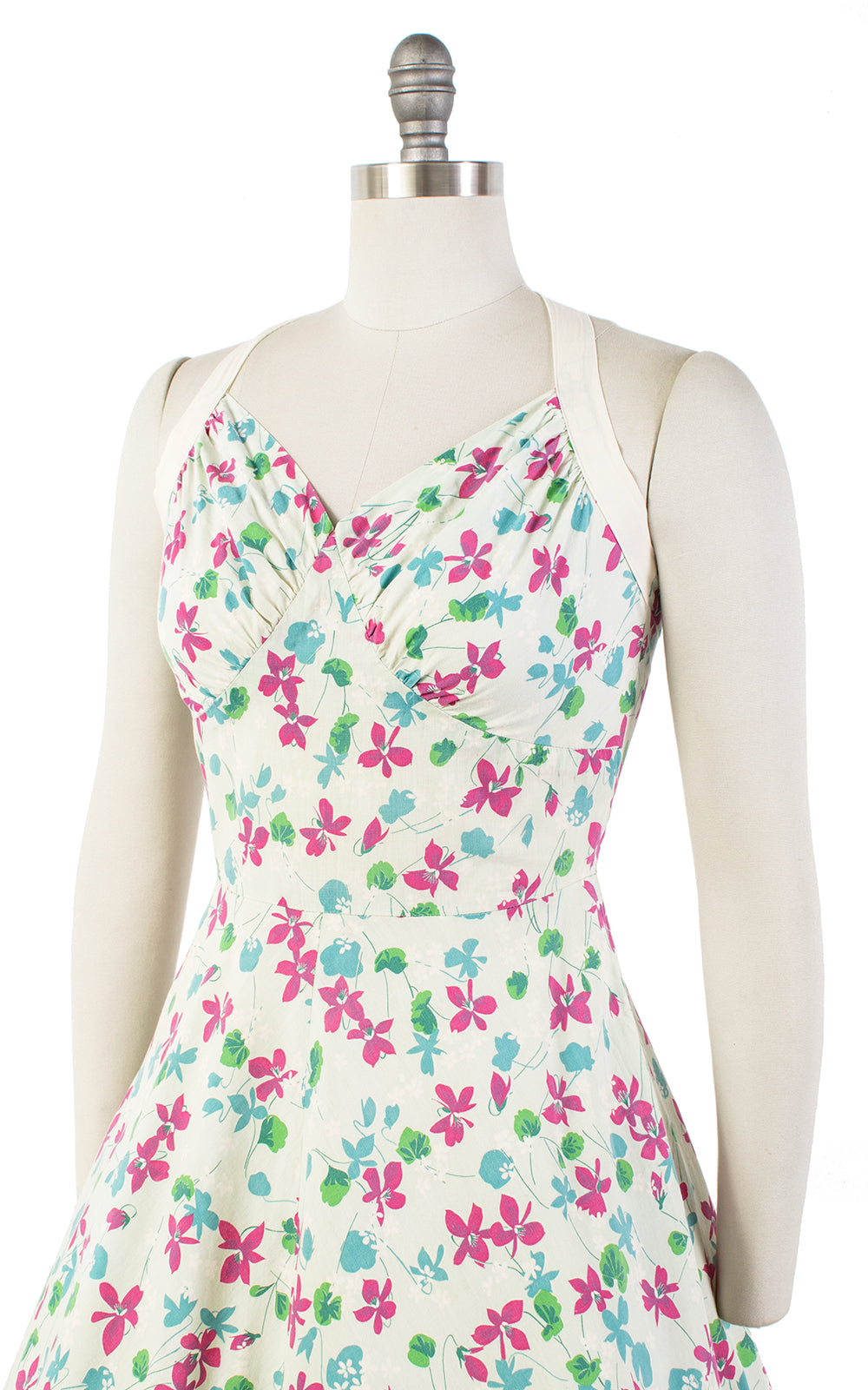 1950s Floral Halter Strap Cotton Sundress | small/medium