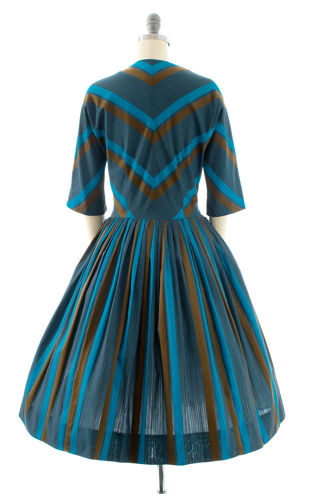 1950s Chevron Striped Shirtwaist Dress | small/medium
