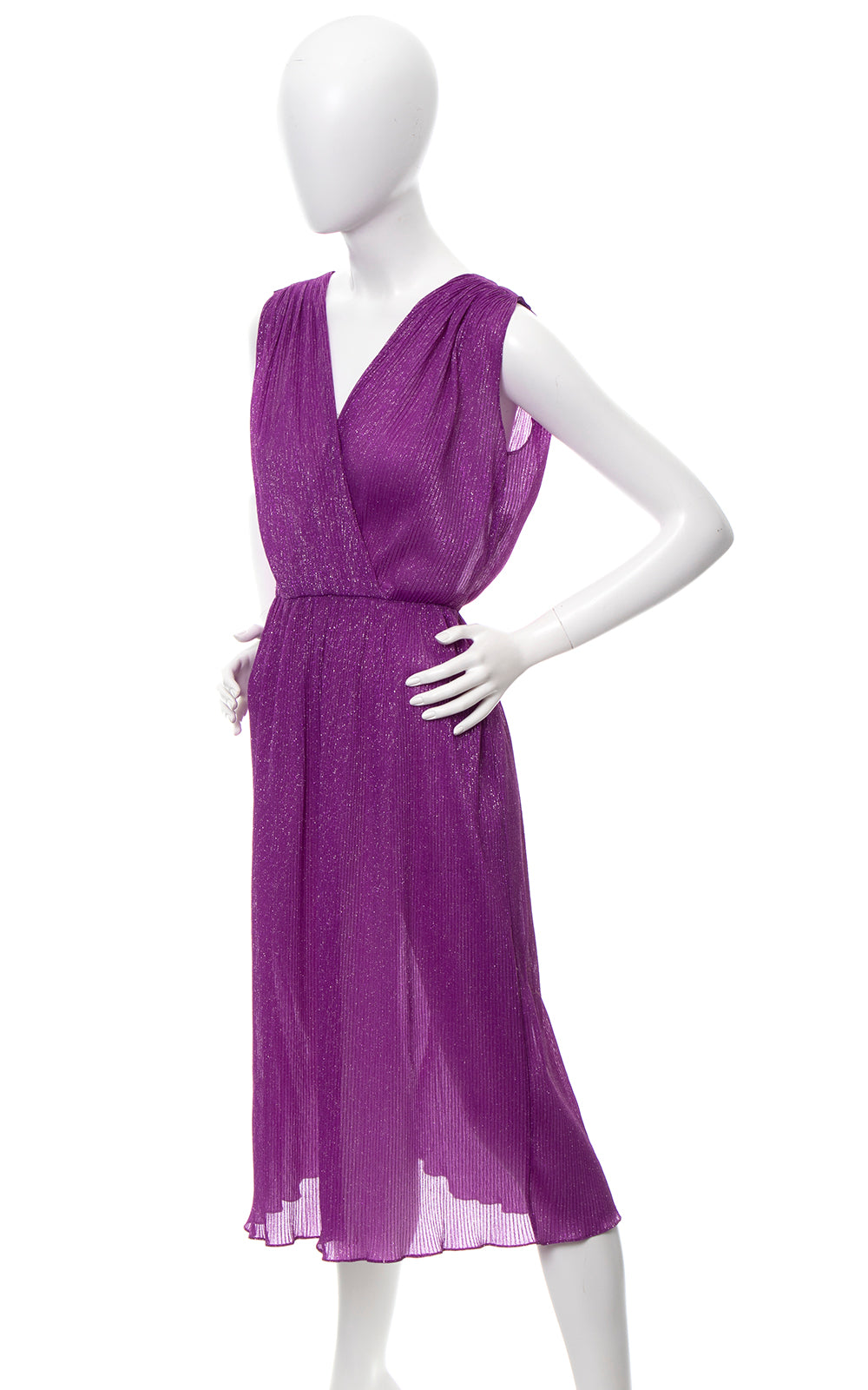 1970s Metallic Purple Plissé Dress | x-small/small/medium