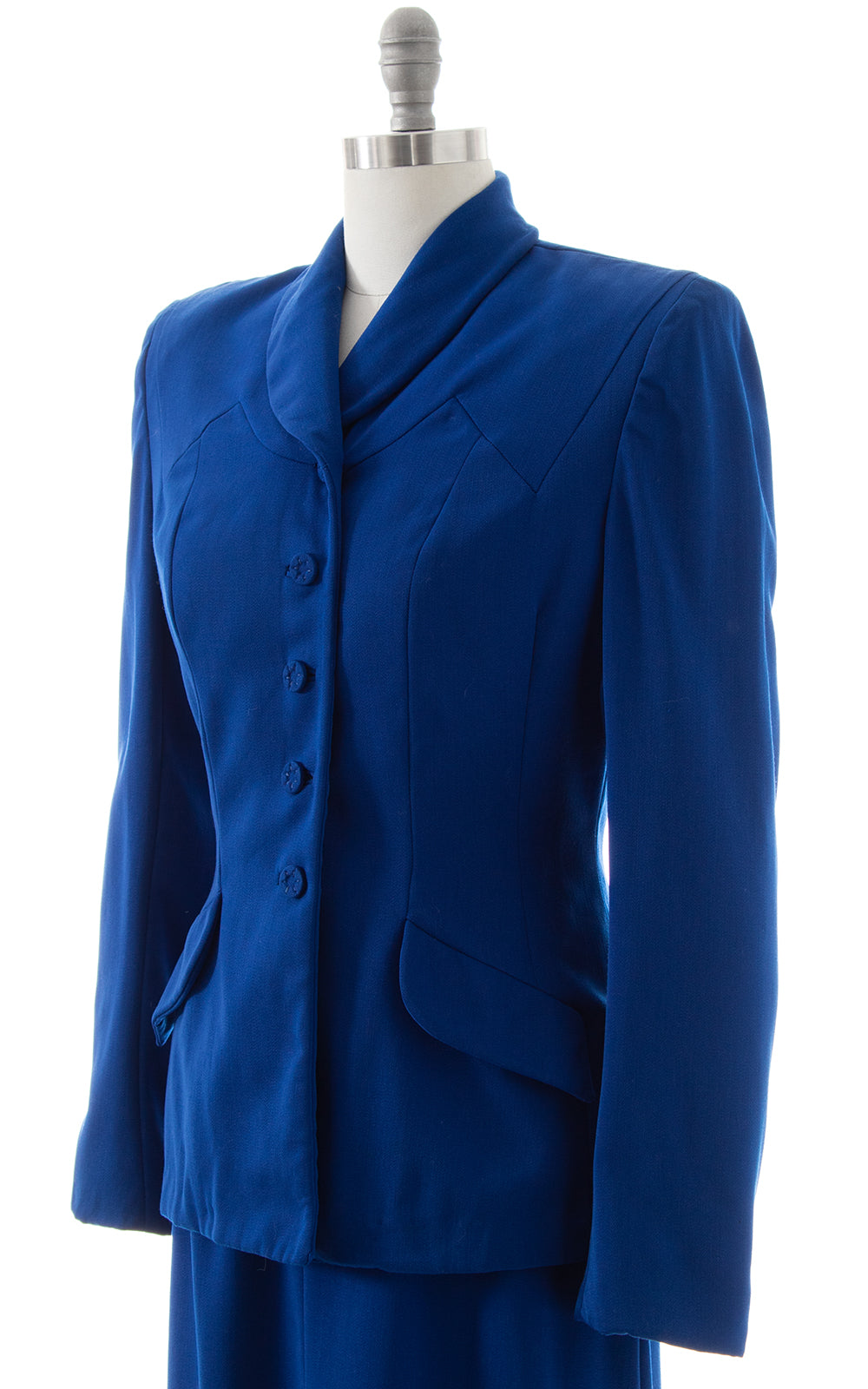 1940s Royal Blue Wool Skirt Suit | medium