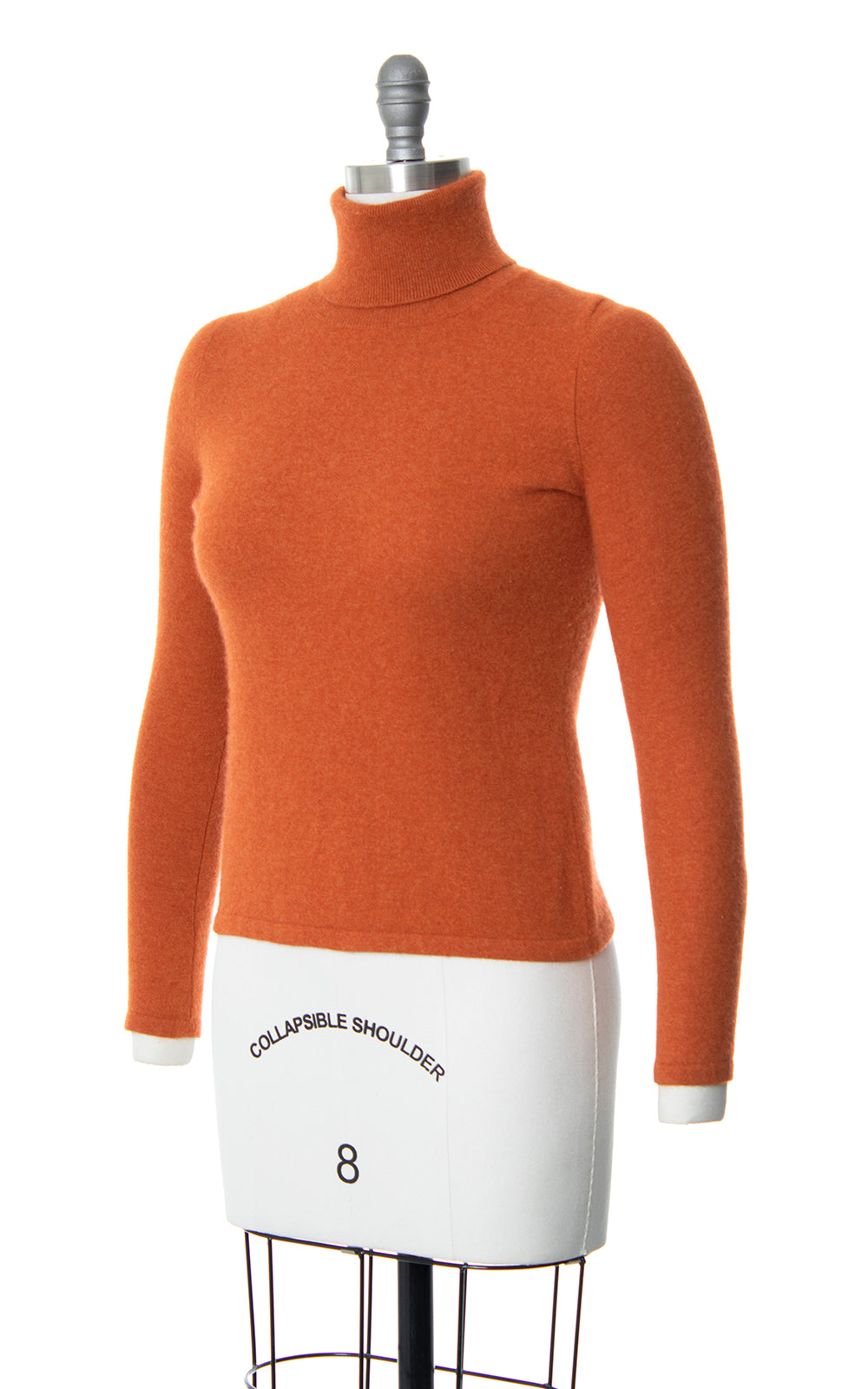 Vintage 1990s 90s Burnt Orange Knit Cashmere Turtleneck Sweater Birthday Life Vintage