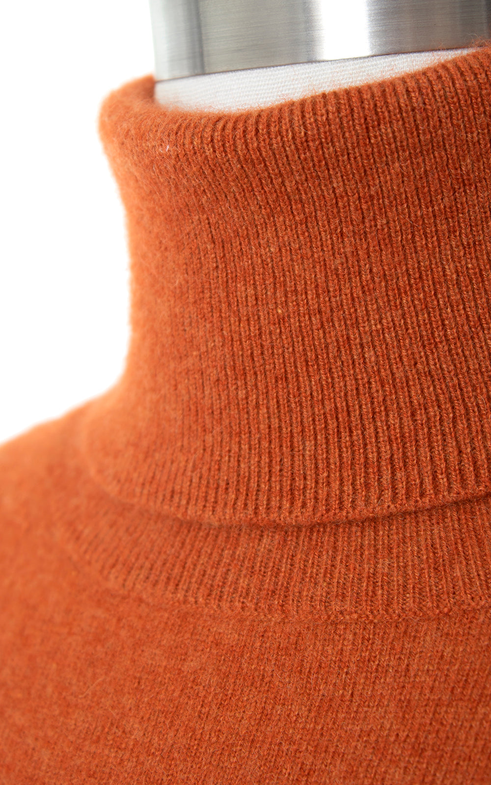 Vintage 1990s 90s Burnt Orange Knit Cashmere Turtleneck Sweater Birthday Life Vintage