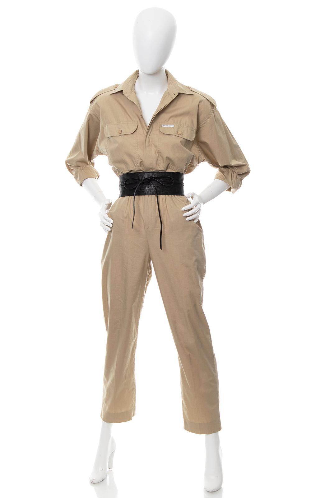 1980s Khaki Cotton Workwear Jumpsuit | small/medium